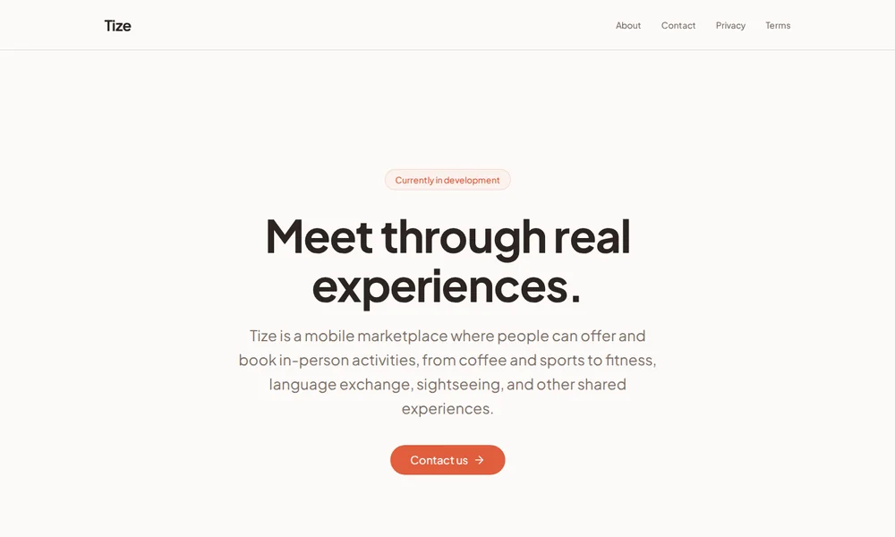 Tize website preview